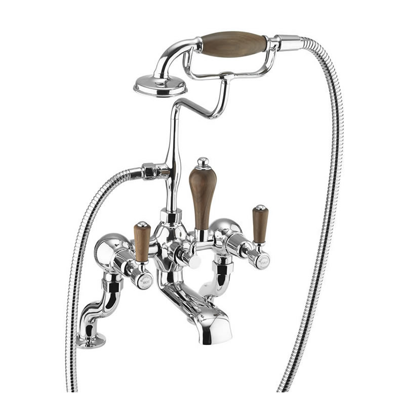 Kensington Walnut Bath Shower Mixer - Deck Mounted